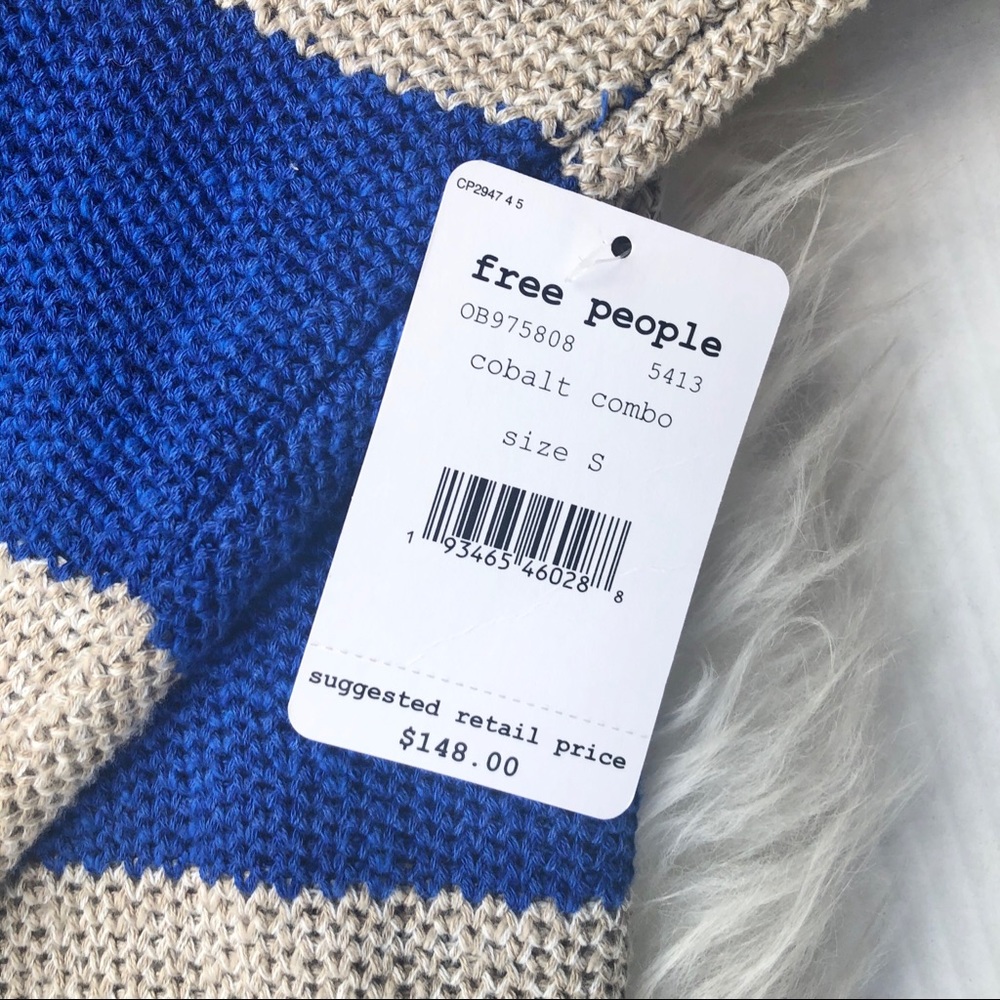 FREE PEOPLE Cassidy Striped Sweater blue size small - Picture 8 of 9